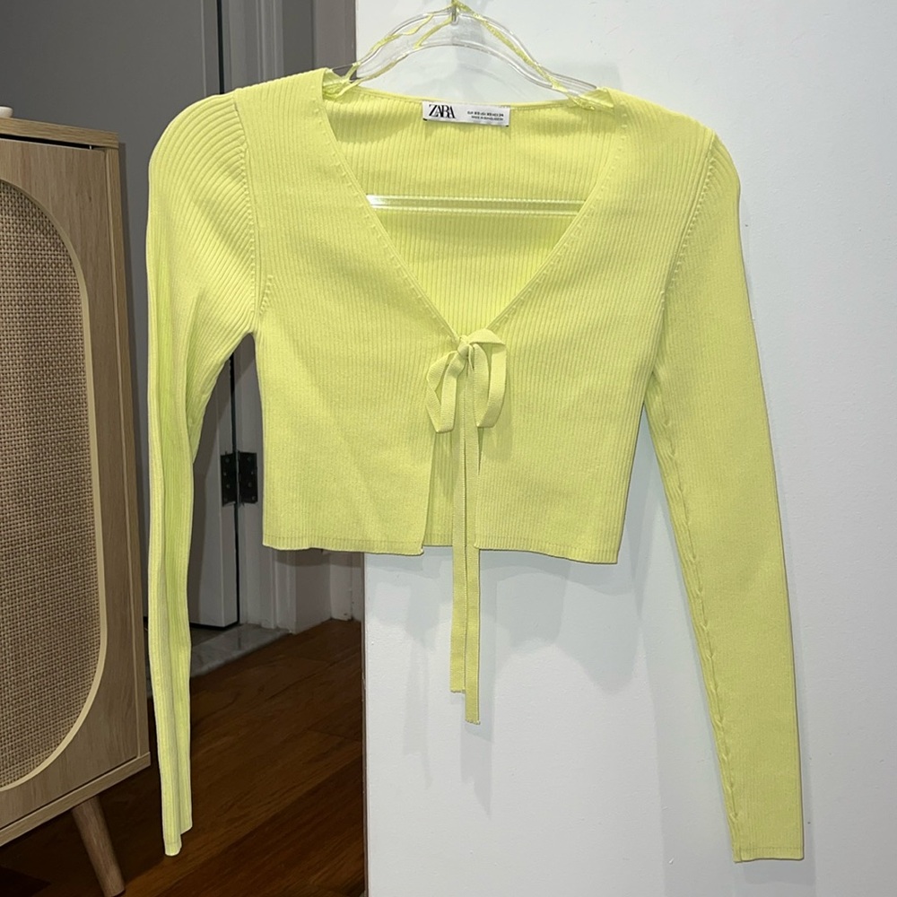 Zara Knit Crop Front Tie Sweater